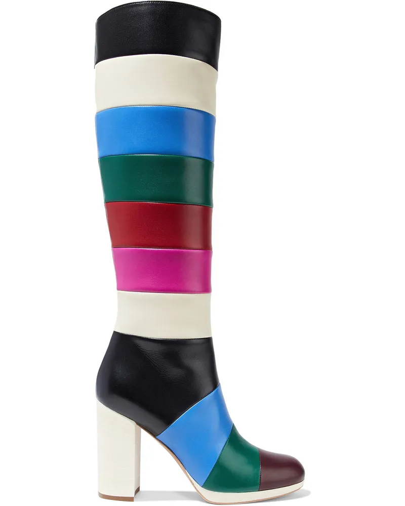 Valentino Garavani Striped leather boots - Green Green