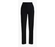 Wool-blend crepe tapered pants - Black