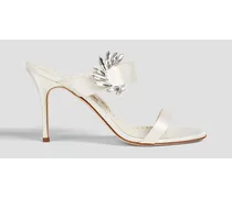 Crystal-embellished satin sandals - White