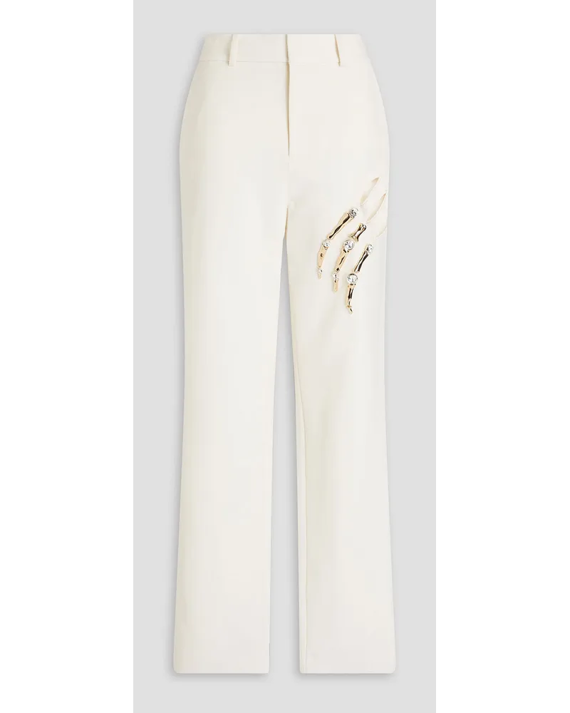 Area Claw embellished cutout crepe tapered pants - White White