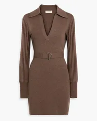 NICHOLAS Adara belted wool and cotton-blend mini dress - Brown Brown