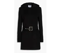 Gib belted wool-blend felt hooded coat - Black