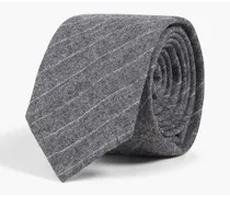 Pinstriped wool-flannel tie - Gray