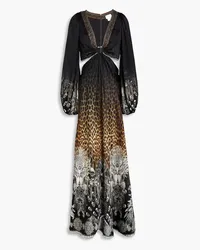 Camilla Cutout embellished silk-satin maxi dress - Black Black