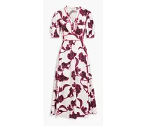 Devon floral-print cotton-blend poplin midi dress - Pink