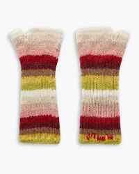 Alanui Under The North Sky striped alpaca-blend fingerless gloves - Multicolor Multicolor