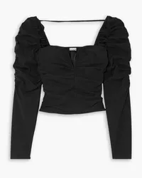 Reformation Ivy ruched stretch-cotton top - Black Black