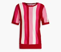 Striped silk and cashmere-blend top - Pink