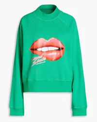 STAND Oversized printed cotton-fleece sweatshirt - Green Green