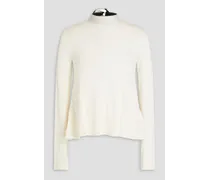 Wool, silk and cashmere-blend turtleneck sweater - White