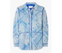 Bino padded printed crepe jacket - Blue