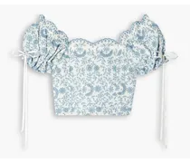 Melina cropped broderie anglaise top - Blue