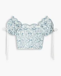 LoveShackFancy Melina cropped broderie anglaise top - Blue Blue