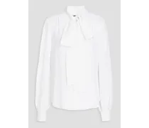Pussy-bow silk crepe de chine shirt - White