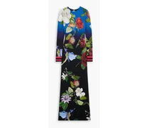 Alice Olivia - Delora open-back floral-print jersey maxi dress - Black