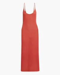 Onia Open-back crochet-knit linen midi dress - Orange Orange