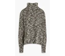 Marled bouclé-knit turtleneck sweater - Brown