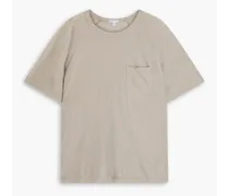 Cotton and linen-blend T-shirt - Gray