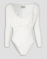 TOVE Tess gathered stretch-jersey bodysuit - White White