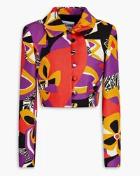 Moschino Printed cotton-blend jacket - Purple Purple