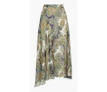 Karima paisley-print silk-chiffon midi skirt - Green