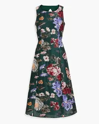 Marchesa Cutout brocade midi dress - Green Green