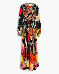 Camilla Crystal-embellished gathered woven maxi dress - Black Black