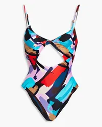 Rebecca Vallance Malaga knotted cutout printed swimsuit - Multicolor Multicolor