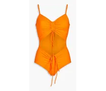 Ruched cutout swimsuit - Orange