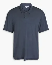 James Perse Cotton and linen-blend jersey polo shirt - Blue Blue