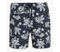 Printed shell mid-length swim shorts - Blue