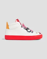 TOD'S Embellished leather high-top sneakers - White White