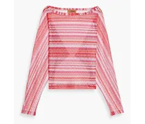 Striped crochet-knit top - Pink
