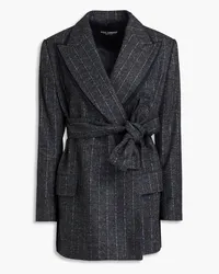 Dolce & Gabbana Wrap-effect pinstriped felt jacket - Gray Gray