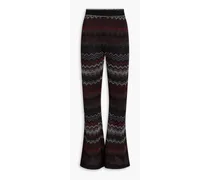 Metallic crochet-knit flared pants - Brown