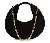 Luna chain-trimmed suede shoulder bag - Black