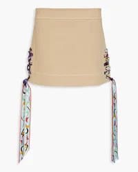 Emilio Pucci Lace-up cotton-blend twill mini skirt - Neutral Neutral