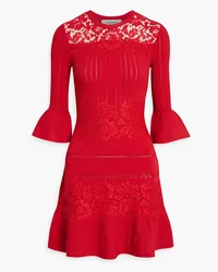 Valentino Garavani Corded lace and pointelle-knit mini dress - Red Red