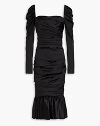 Dolce & Gabbana Fluted silk-blend satin midi dress - Black Black