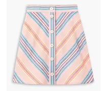 Striped cotton and linen-blend mini skirt - Pink