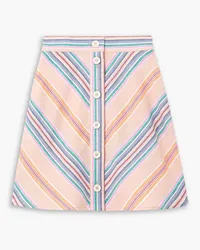 See by Chloé Striped cotton and linen-blend mini skirt - Pink Pink