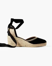 Castañer Comin 60 embroidered canvas wedge espadrilles - Black Black