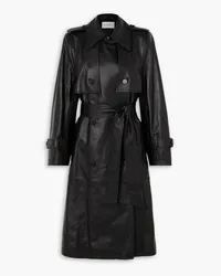 Nina Ricci Paneled double-breasted leather trench coat - Black Black