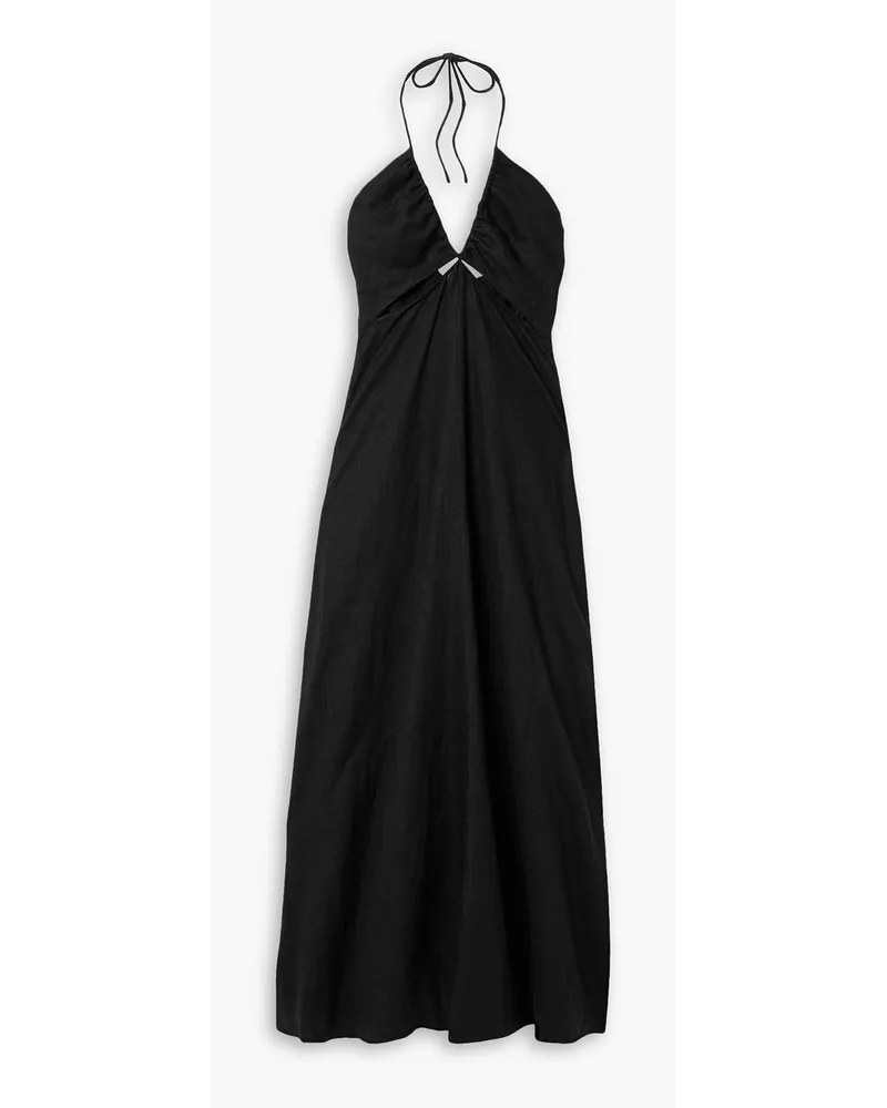 APIECE APART Eli cutout linen halterneck maxi dress - Black Black