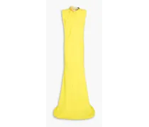 Chain-embellished crepe maxi dress - Yellow