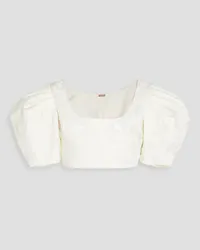 Cult Gaia Sinai cropped embellished duchesse-satin top - White White