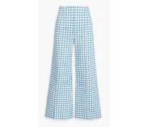 Daffi gingham cotton-twill wide-leg pants - Blue
