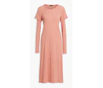 Layered slub cotton-jersey midi dress - Pink