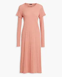 ATM Layered slub cotton-jersey midi dress - Pink Pink