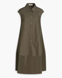 Gentryportofino Crepe-paneled cotton-poplin midi shirt dress - Green Green